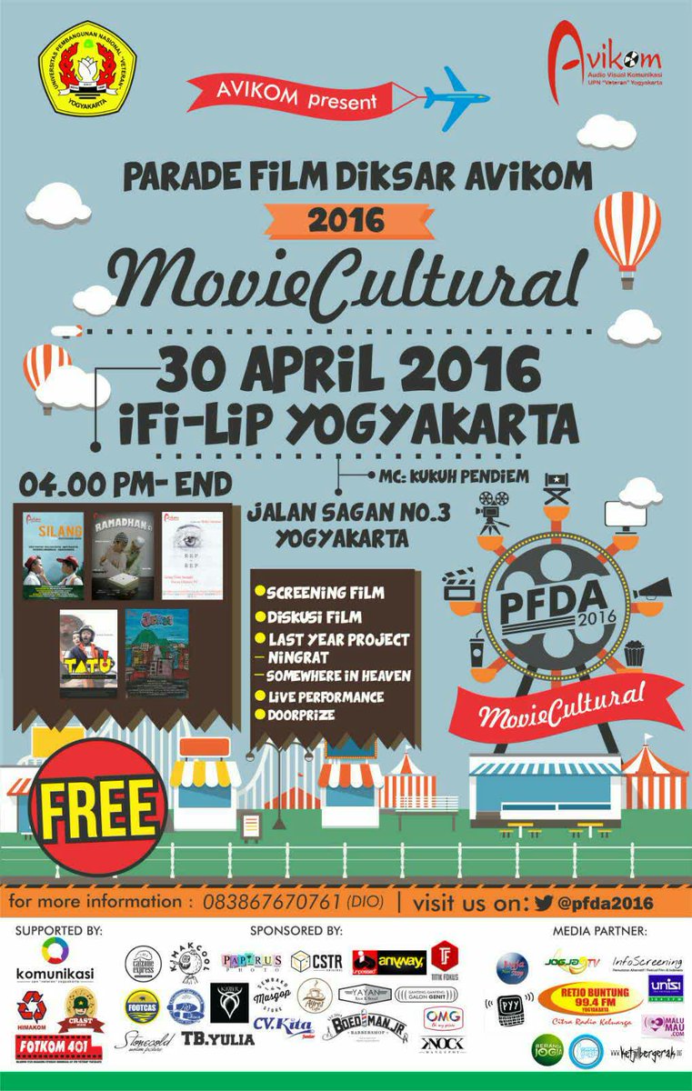 AVIKOM PRESENT
PFDA 2016 "MOVIE CULTURAL"
Screening 5 film diksar Avikom 2016 dan screening 2 film Last Year Project