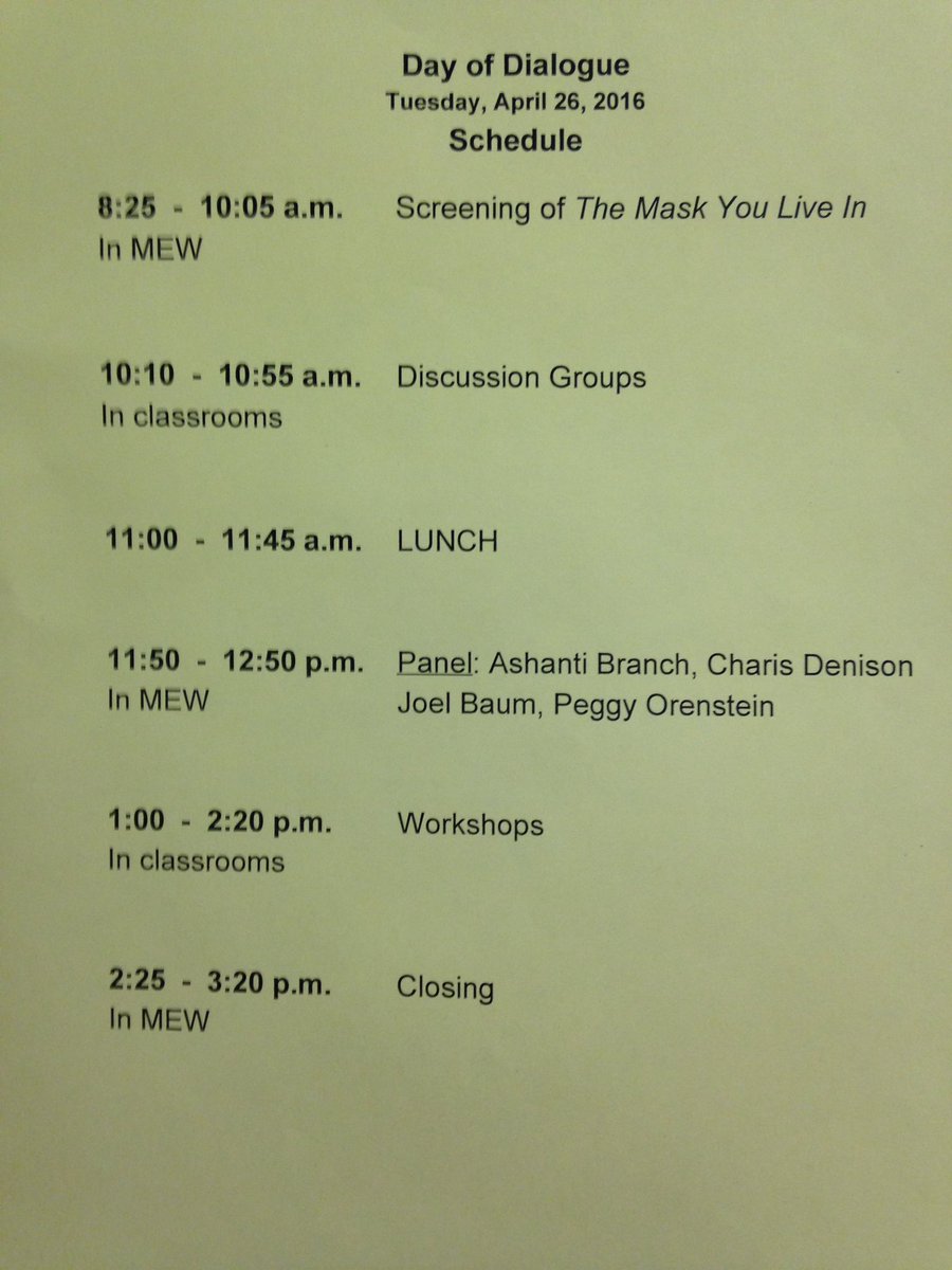 Tomorrow's schedule: