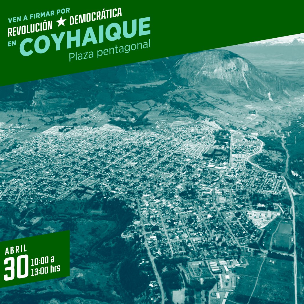 RDAysen's tweet photo. [Región  de Aysen]    Firma en #Coyhaique  o en #Aysen este  sáb 30/04 de 10:00 -13:00 hrs. #CambiemosLahistoria https://t.co/jZsZ01F8R6