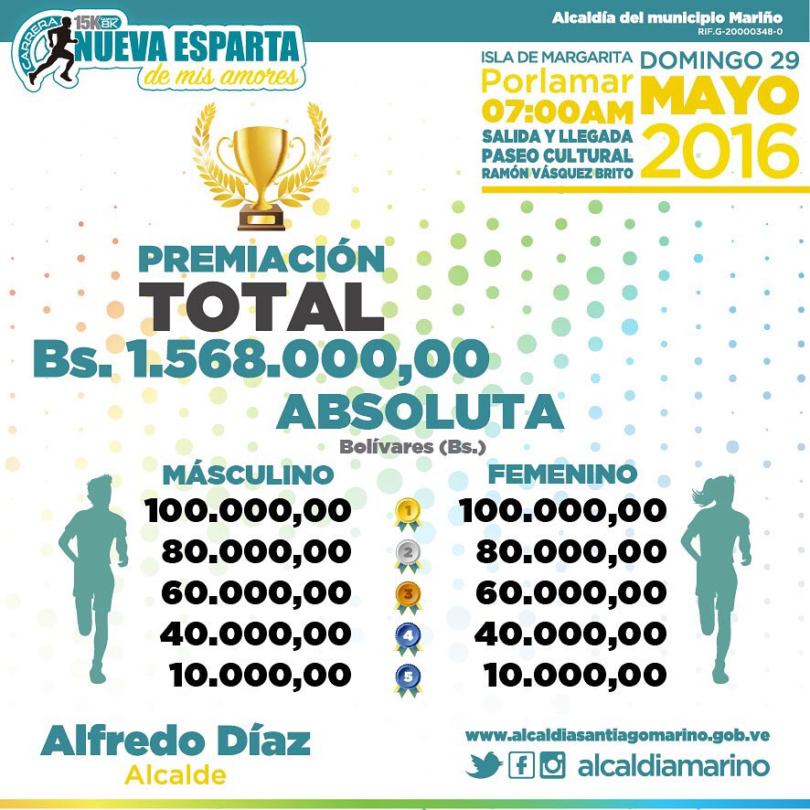 Abrimos las inscripciones en el evento deportivo más importante de Nva Esparta #Carrera15kCaminata8k #DeporteEsAmor