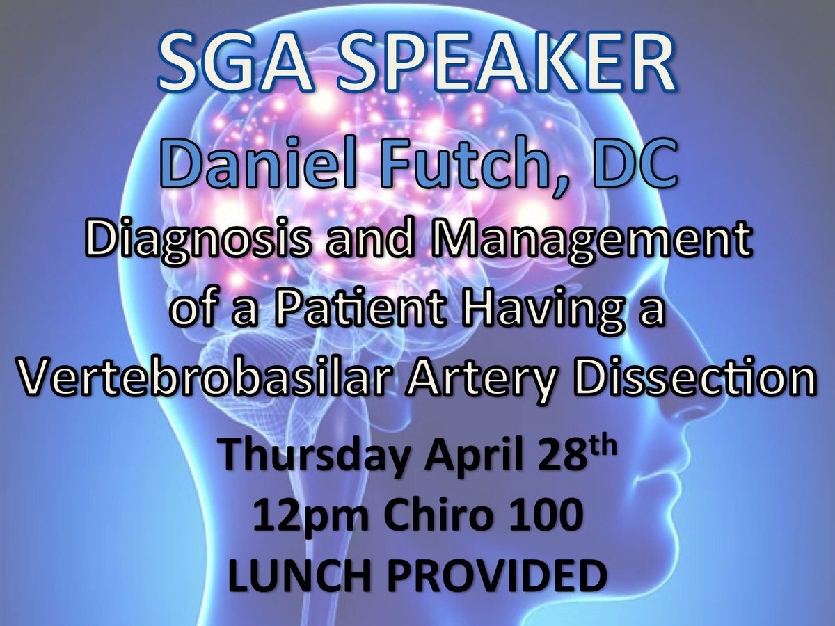 UBchiropractic's tweet photo. Dr. Futch speaking on #Diagnosis &amp; #Management of a Patient Having a Vertebrobasilar Artery Dissection, 4/28! #UBCC https://t.co/AWDMoIdpgF
