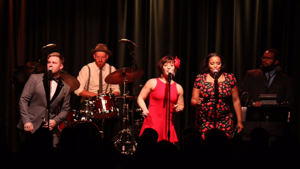 Rosecrance's tweet image. @MaiyaSykes1 @BlakeLewis @aubrey_logan w/ Redux Jazz Orchestra performing "Rude" @ the Rosecrance Foundation Benefit