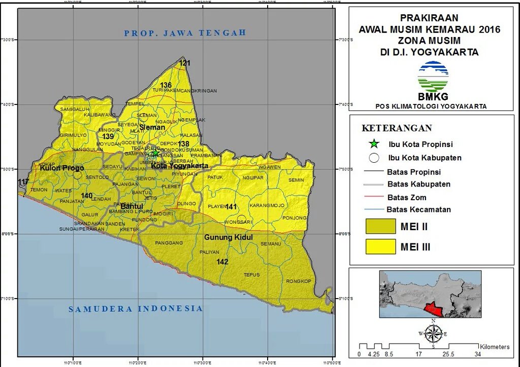<a href="/StaklimJogja/">BMKG Staklim Jogja</a> : Awal Musim Kemarau DIY bag selatan Mei Dasarian II, bag utara Mei Das III