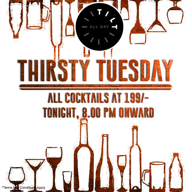 TiltMumbai's tweet photo. Quench your thirst with exciting offer on #drinks today at #tiltallday,#lowerparel. 
#alcohol #bar #barnight #tipsy https://t.co/SWWOA0U8Ry