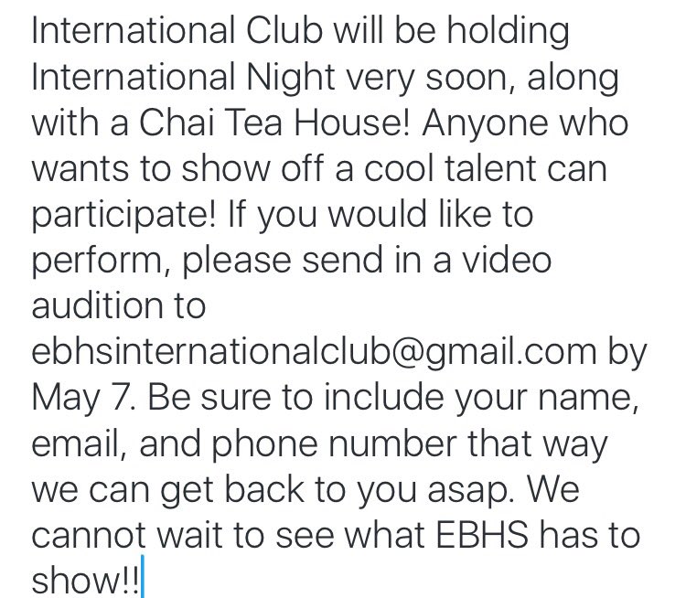 EBHSIC2017's tweet image. Stay on the lookout for International Night coming up soon!