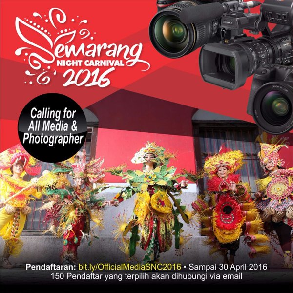 [INFO] #SNC2016 Pendaftaran Official Media &amp; Photographer Semarang Night Carnival 2016: bit.ly/OfficialMediaS…