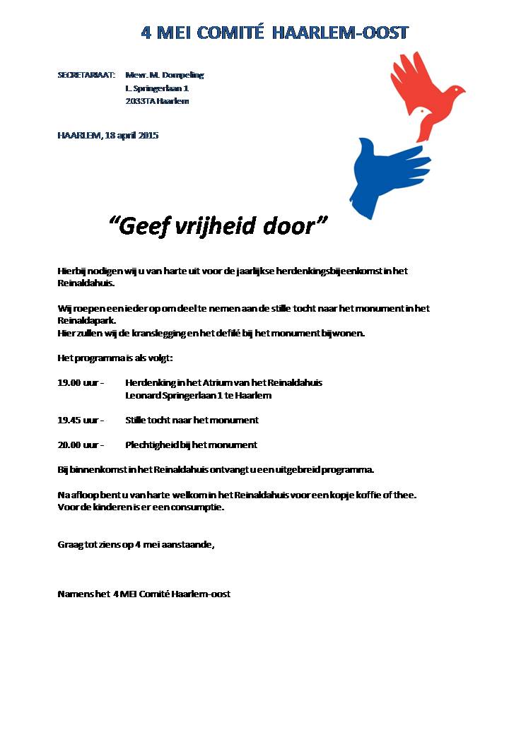 Op 4 mei herdenken wij de oorlogsslachtoffers van de 2e Wereldoorlog #Reinaldahuis #Reinaldapark #Parkwijk