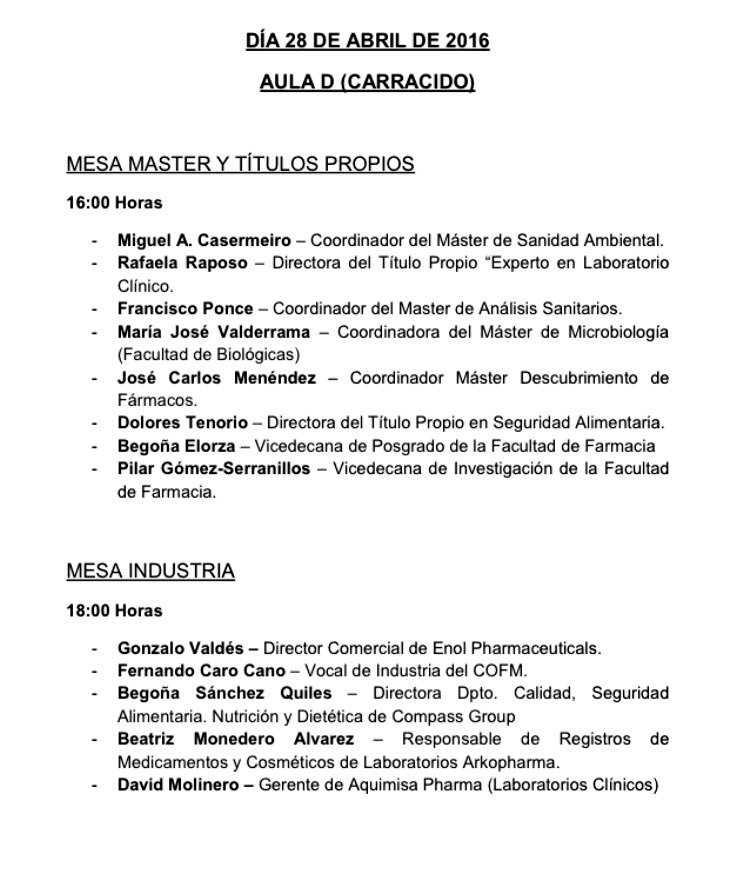 farmactua's tweet photo. Mesas de salidas profesionales abiertas a todos/as. ¡Este miércoles y jueves en #Farmacia! https://t.co/dsI32O3czP https://t.co/GQlfHjgzBh