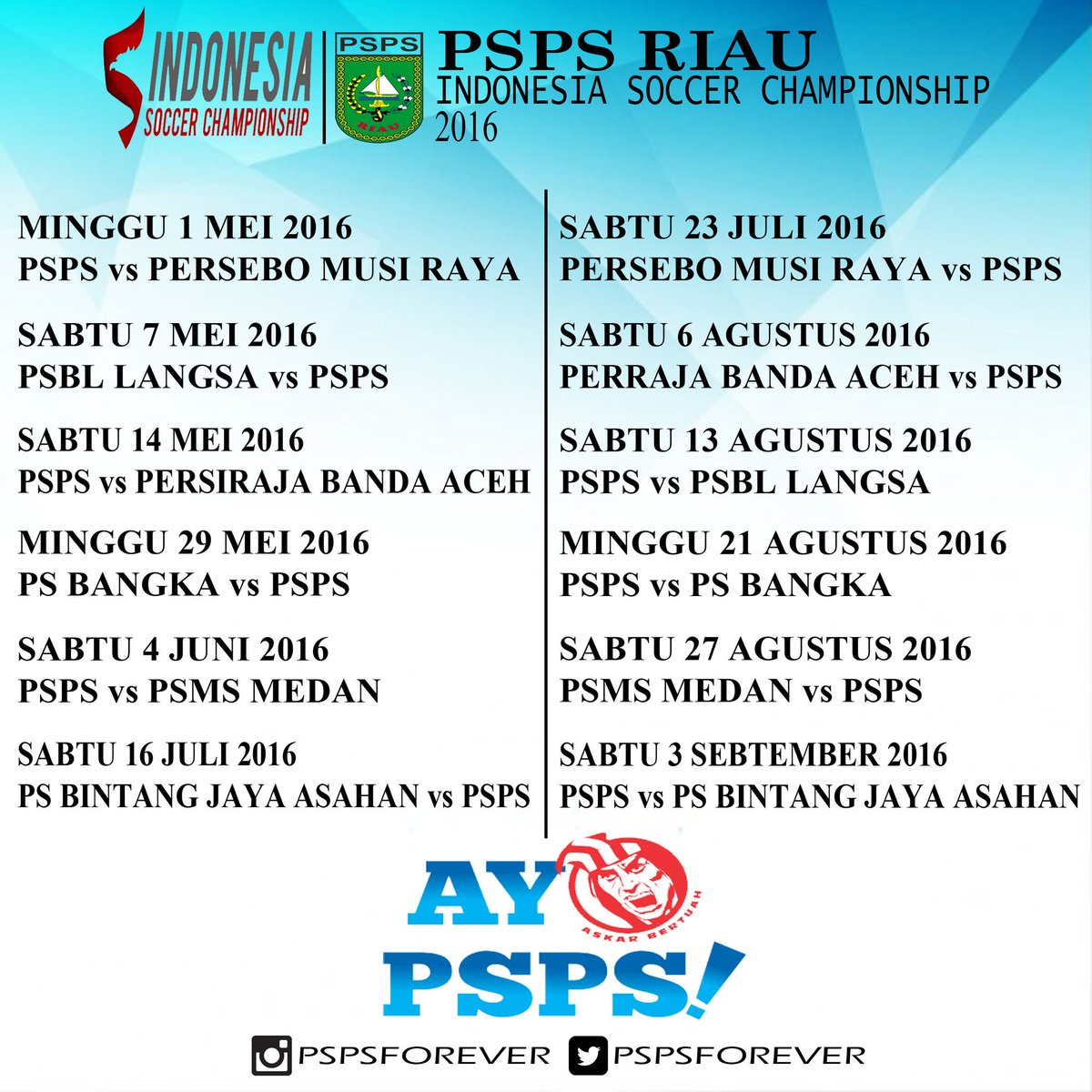 PSPSFOREVER's tweet image. Jadwal PSPS di ISC B jika tidak ada perubahan seiring mundurnya PS Bangka #pspsforever