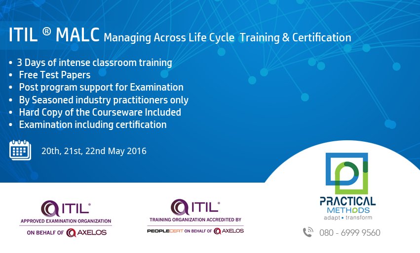 pracmethods's tweet photo. Enrol for ITIL ® MALC Training @21,999 INR only @ Practical Methods https://t.co/fIIbyEl8pW https://t.co/x8CaYBTPi2