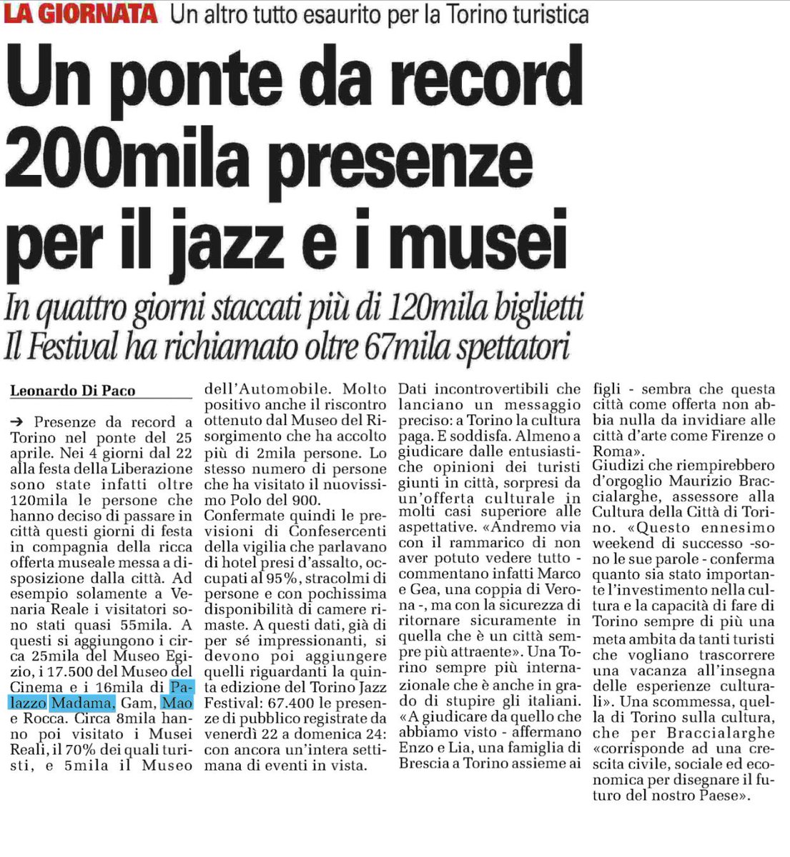 Un ponte da record per il modello Torino <a href="/palazzomadamato/">Palazzo Madama TO</a> <a href="/MAOtorino/">MAO To</a> <a href="/gamtorino/">GAM Torino</a> <a href="/borgomedievalet/">borgomedievaletorino</a> <a href="/TorinoCronaca/">TorinoCronaca</a>