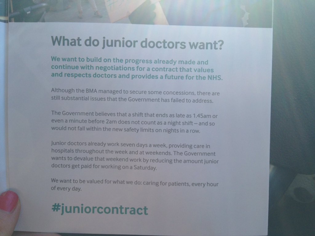 Leaflets being handed out by junior doctors in #Wigan explaining why they're on strike #juniorcontract