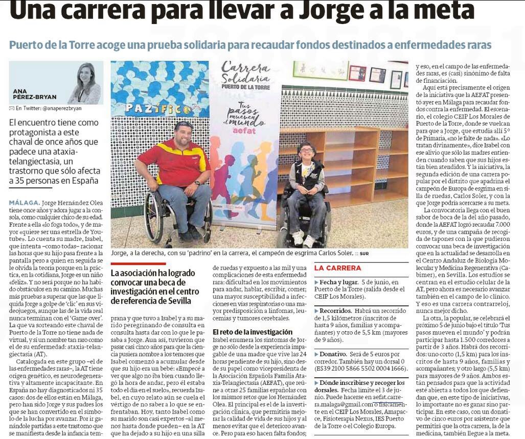 Revalidos's tweet photo. Puerto de la Torre (Málaga) acoge una prueba solidaria para recaudar fondos destinados a enfermedades raras. En Sur. https://t.co/lttvCaTcvX