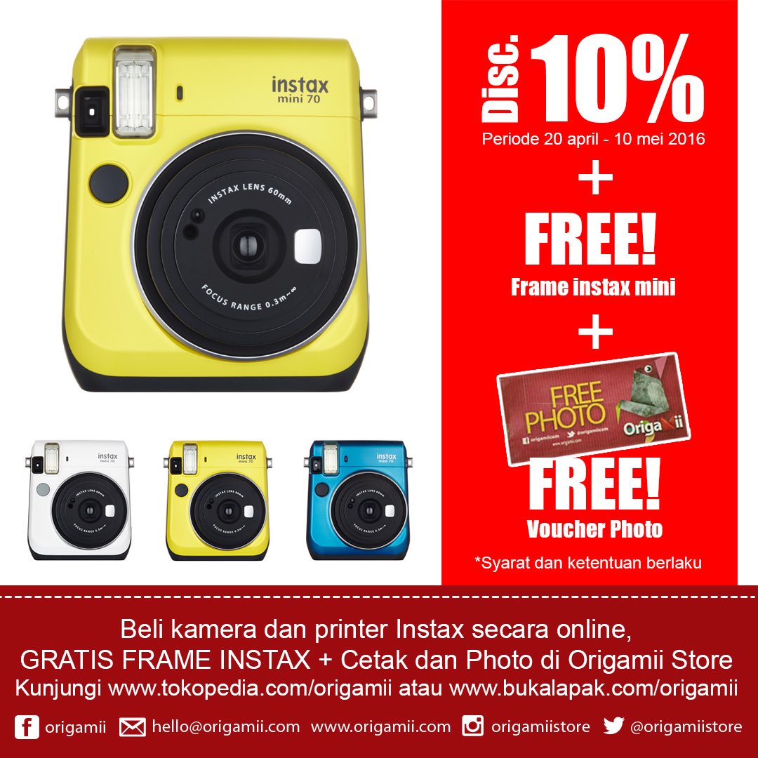Instax Mini 70
Get your own camera +  FREE FRAME + FREE VOUCHER