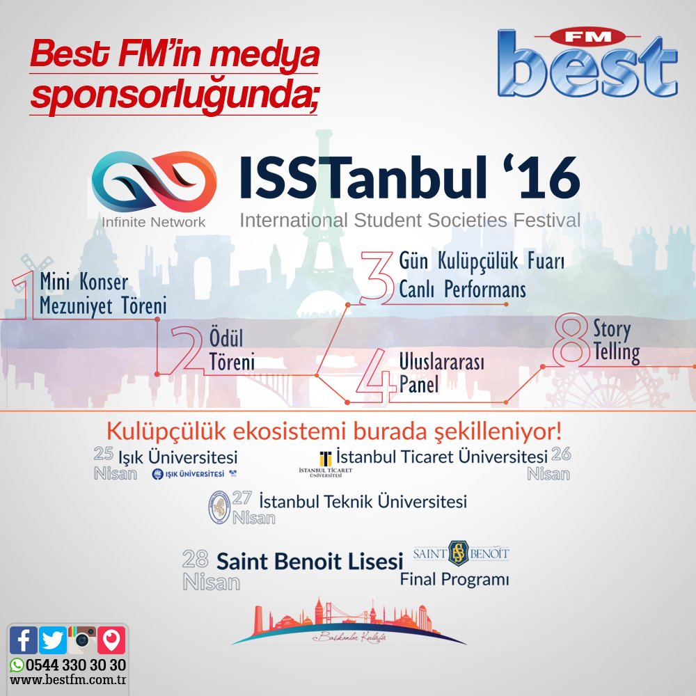 Dünya Öğrenci Kulüpleri Festivali ISSTanbul'16, 25-29 Nisan tarihlerinde gerçekleşiyor! Medya sponsoru "Best FM"