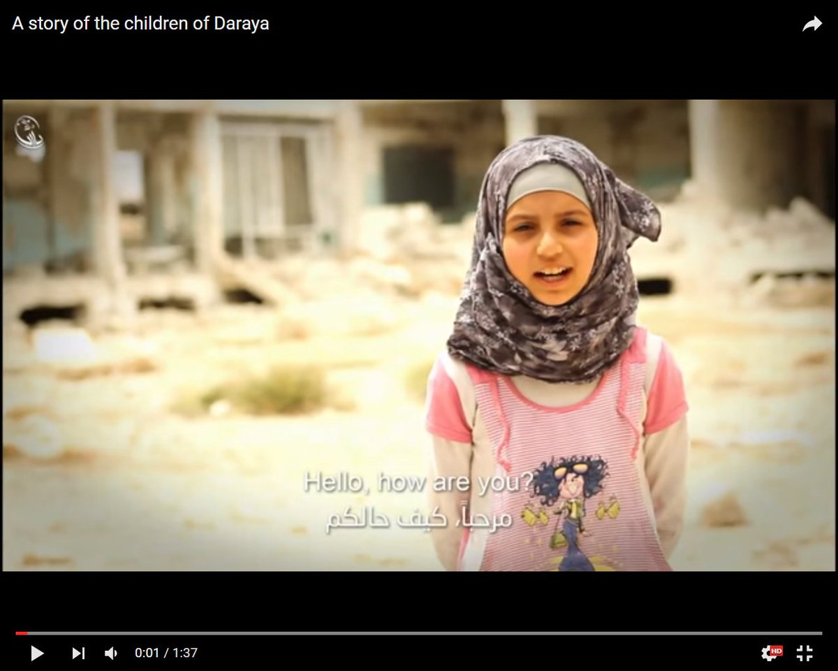 Children of besieged #Daraya talk, in English, to the world https://t ...