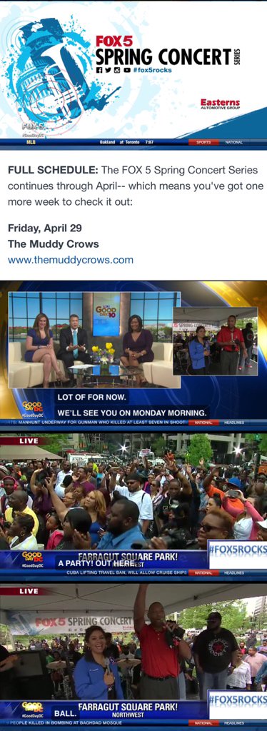 TheBrunoSound's tweet image. I'll be playing w @themuddycrows on @fox5dc's #GoodDayDC 

THIS FRIDAY 4/29 from 9am-11am!

Set your DVRs!#fox5rocks