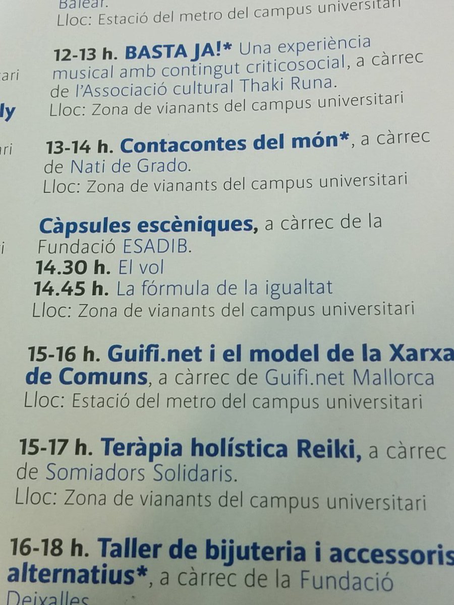 Demà i passat serem a la <a href="/UIBuniversitat/">Universitat de les Illes Balears - UIB</a>. Dijous parlarem del projecte a l'estació de metro a les 15h.