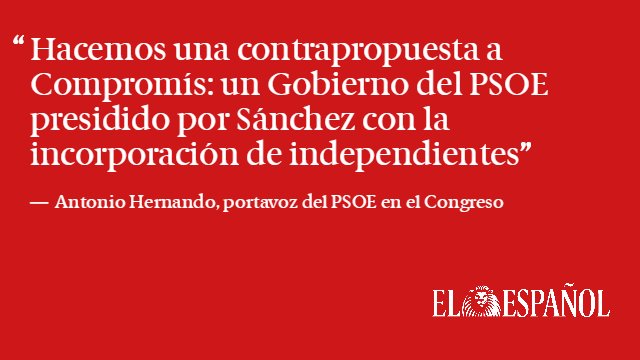 elespanolcom's tweet photo. El PSOE acepta 27 de las 30 medidas propuestas por Compromís. Habla @AHernandoVera https://t.co/6HkEevAkBE