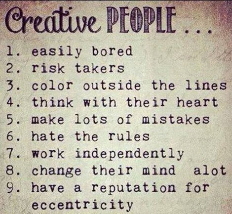 HelenBevan's tweet photo. Characteristics of creative people (sounds like a lot of the people I know) Via @123InfoGraphics https://t.co/vmheJX48L0