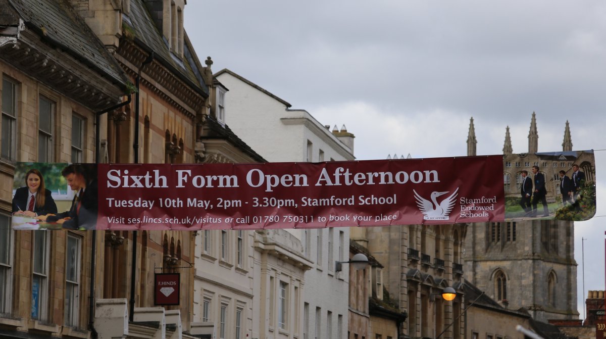 SpedeNews's tweet photo. Brilliant #highstreet banner up! @new_style_print Sixth Form Open Afternoon, 10th May – book https://t.co/kuLL181bZS https://t.co/fGxT5mueM4