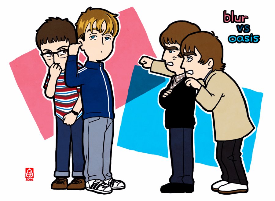 Uzivatel ウェンズデー チャン Na Twitteru Pixivでもいくつか見かけた気がするけれど 私も描いてみたかったので 昔のブラー Vsオアシスっぽいイラスト Uzivatel ウェンズデー チャン Na Twitteru Pixivでもいくつか見かけた気がするけれど 私も描いてみたかったので 昔のブラー Vsオアシスっぽいイラスト