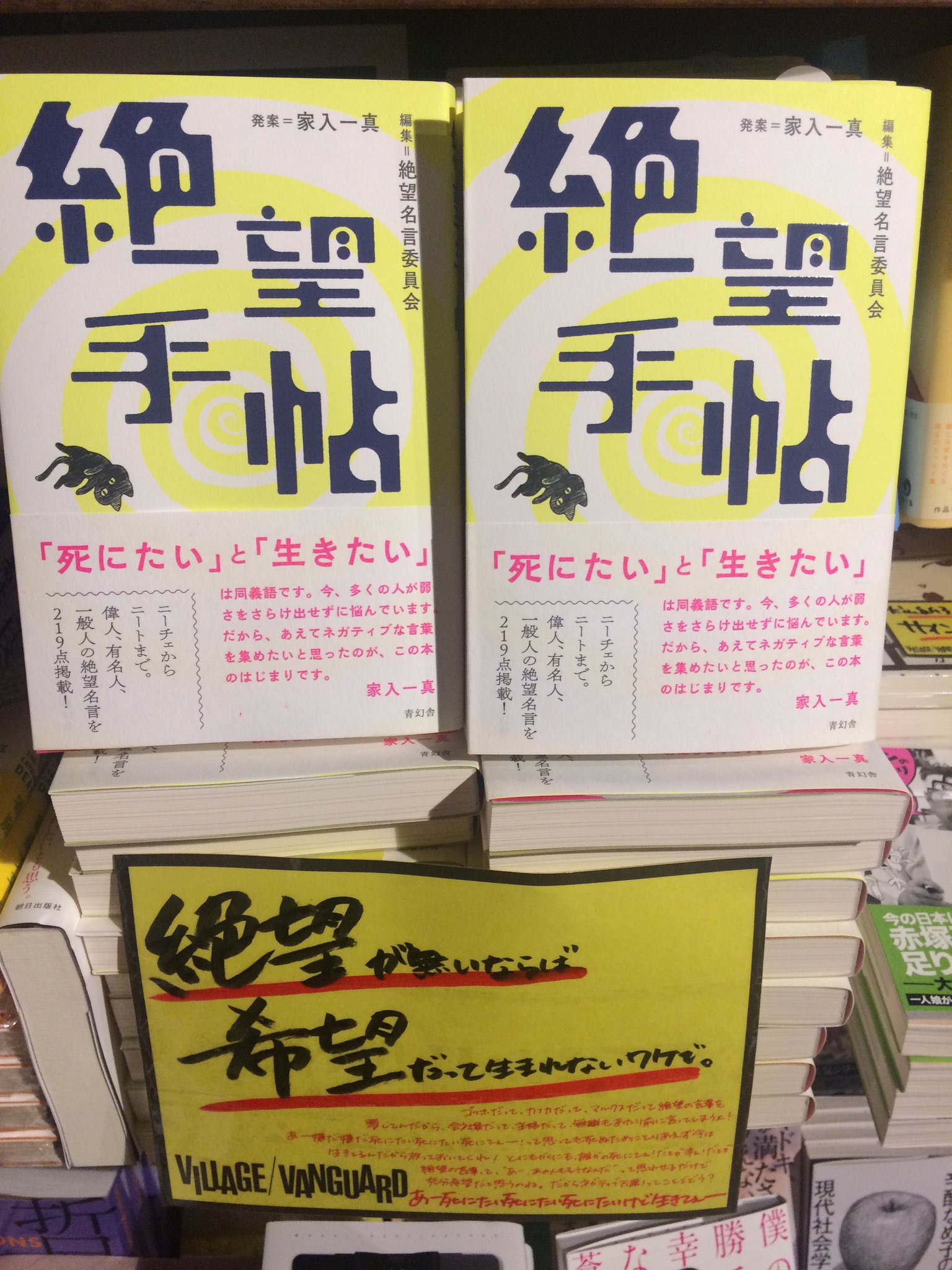 ヴィレッジヴァンガード渋谷本店 家入一真氏発案 絶望名言委員会編集 絶望手帳 たっくさん置いてます ニーチェからニートまで絶望名言を２１９集めました 希望の裏には絶望が きれいごとなんて一つもない絶望たちに なぜだかホッとしてしまう一