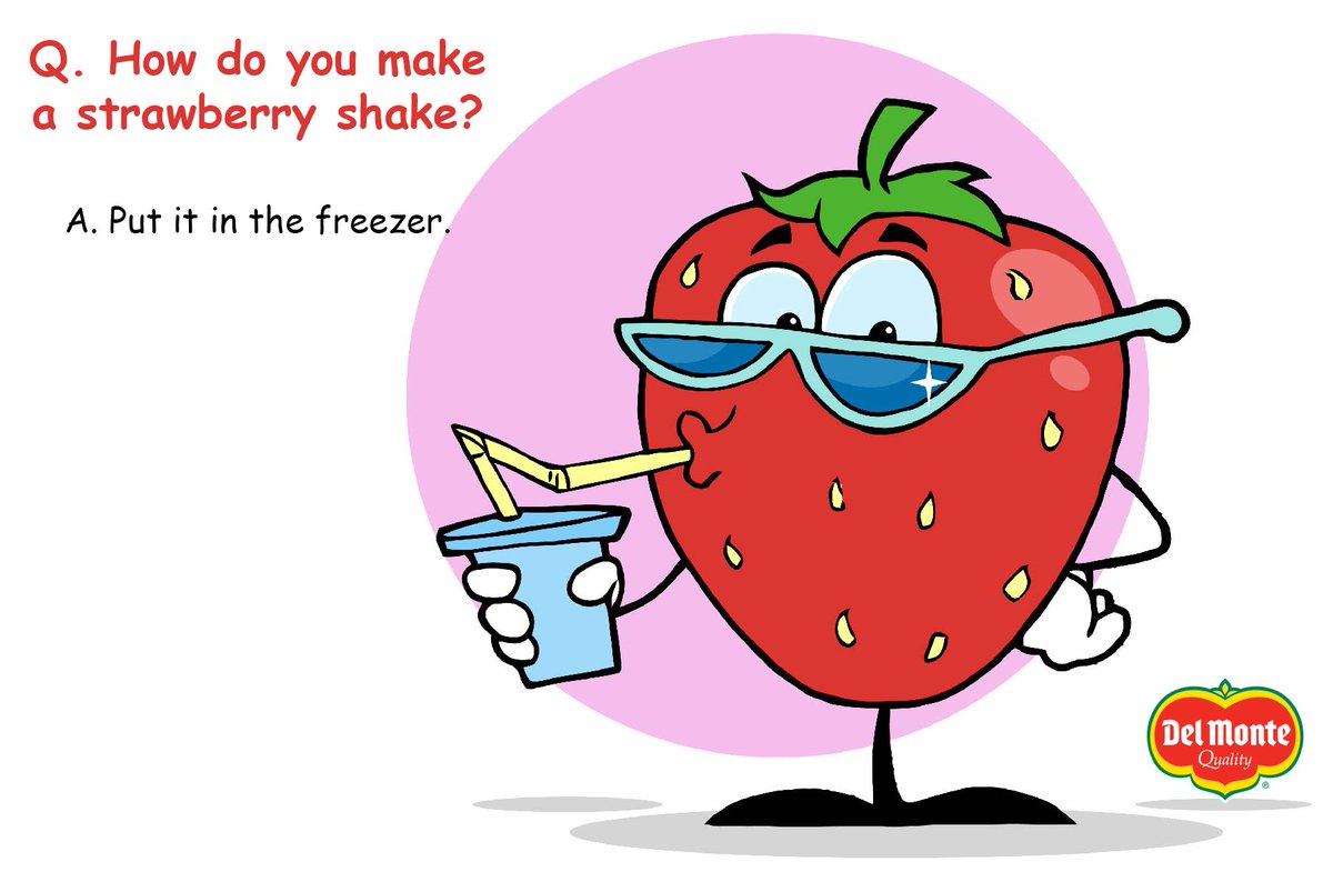 DelMonteFresh's tweet image. Q. How do you make a strawberry shake?
A. Put it in the freezer!
#HealthyHumor