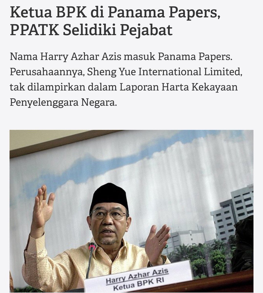 jokoanwar's tweet photo. Ketua BPK masuk Panama Papers, punya perusahaan offshore, alamat yg dipakai Gedung DPR. https://t.co/Gz7uBOx8Kj https://t.co/uI9gJYtqin