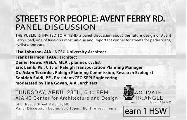 Join us for a panel discussion about Avent Ferry and on 04.28.16 at 6pm! activatenc.org/architecture-m…