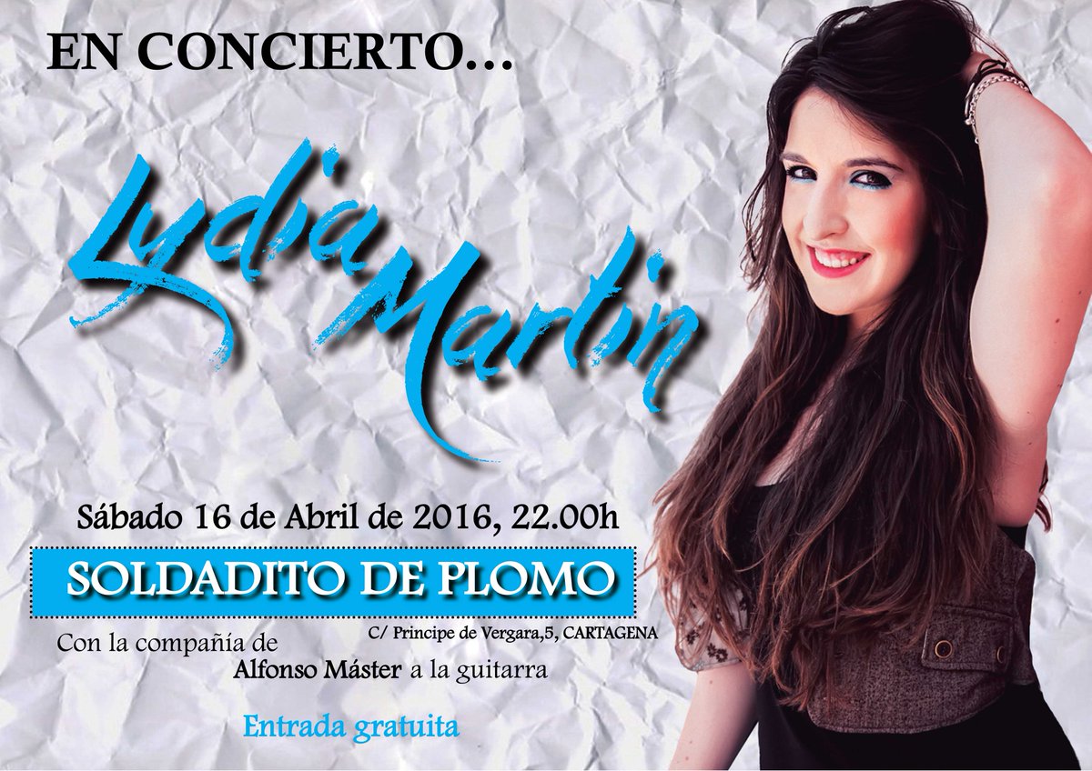 lydiamartinsing's tweet photo. ¿Me ayudáis a difundirlo? Gracias :) #Conciertos #Cartagena #musica @CTCartagena @pepelopezct @RicardoSeGar https://t.co/bZKudM8aKz