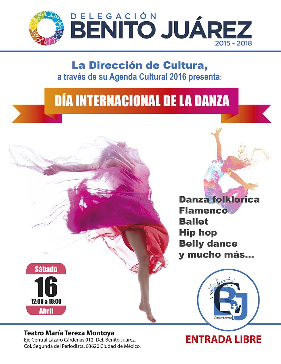 Se acerca el Día Internacional de la Danza 2016. 
Los esperamos en el Teatro Maria Tereza Montoya para celebrar. 💃🏻🎉