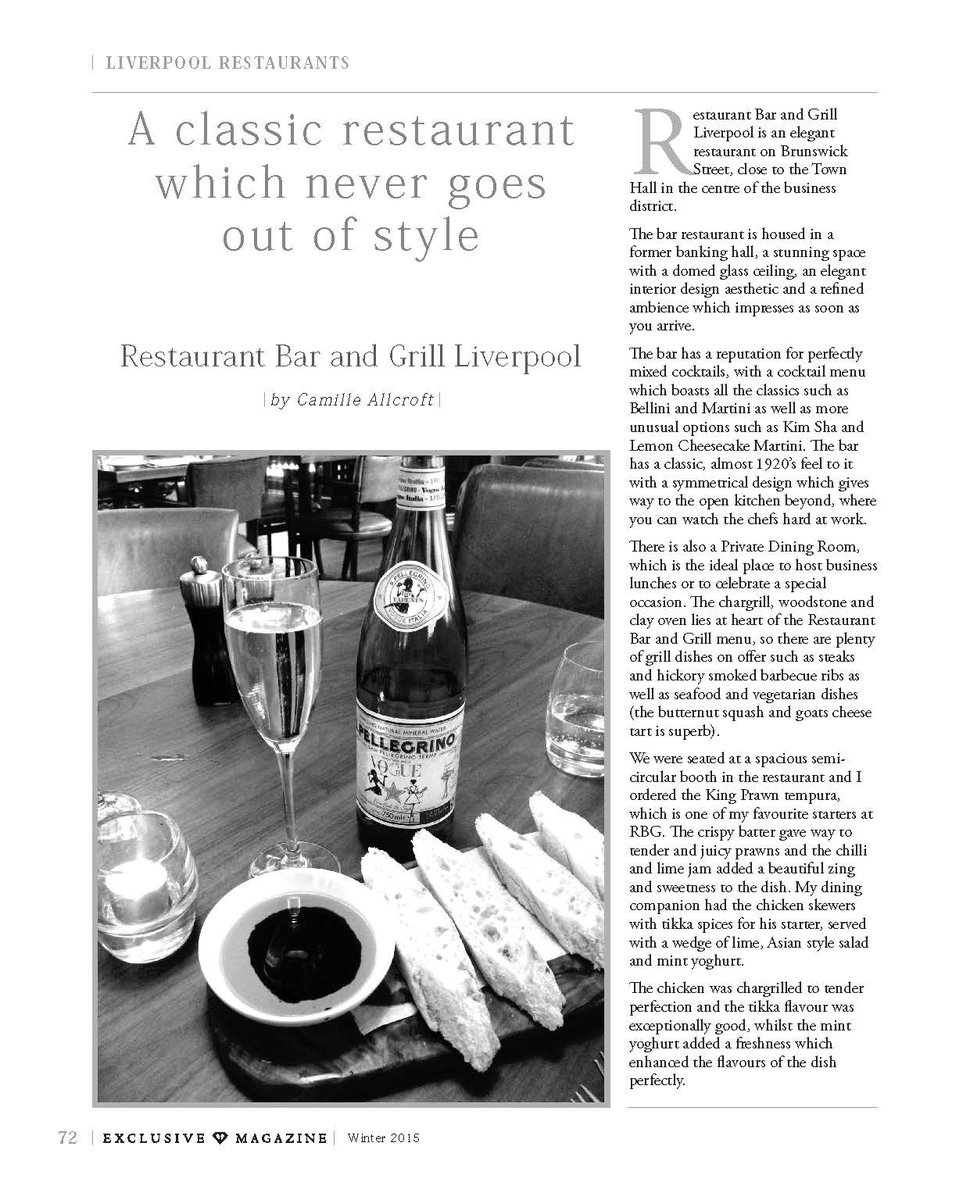 ExclusiveMgzns's tweet photo. We reviewed the fabulous @RBG_Liverpool in the latest issue of Exclusive Magazine!  Pick up your copy today. https://t.co/KiMVTOrbdS