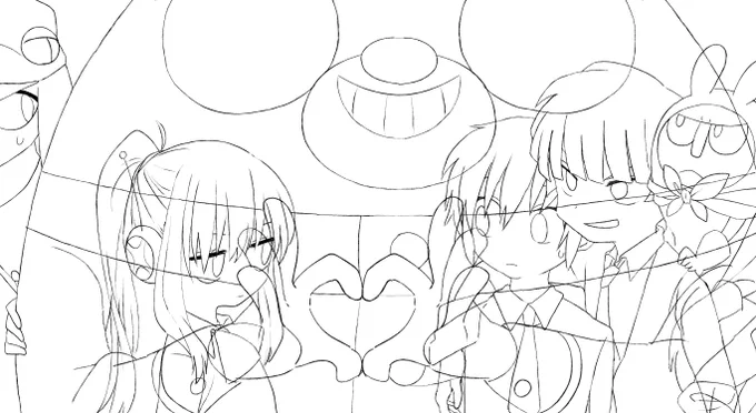 珍しく集合絵らくがき。色塗るぞ～。 