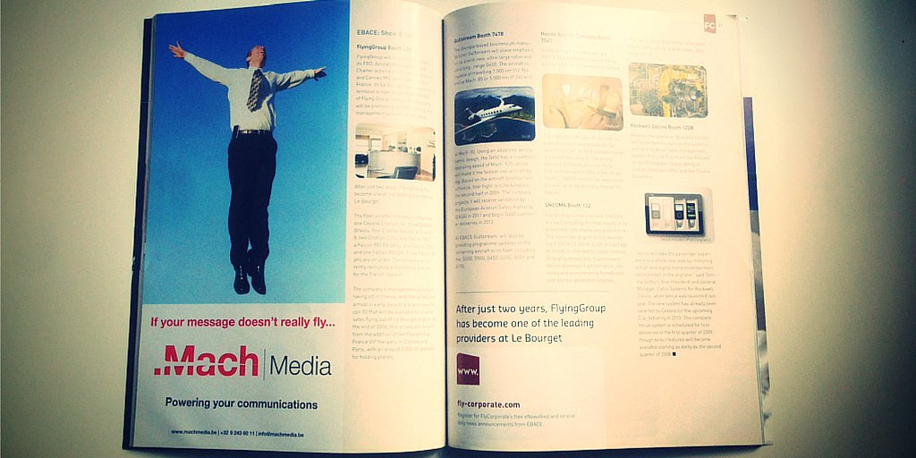 MachMedia's tweet photo. Look what we found! Our first print ad in @FlyCorporate Summer '08. Time flies when you're having fun! #TBT https://t.co/pTAoHPCOSf