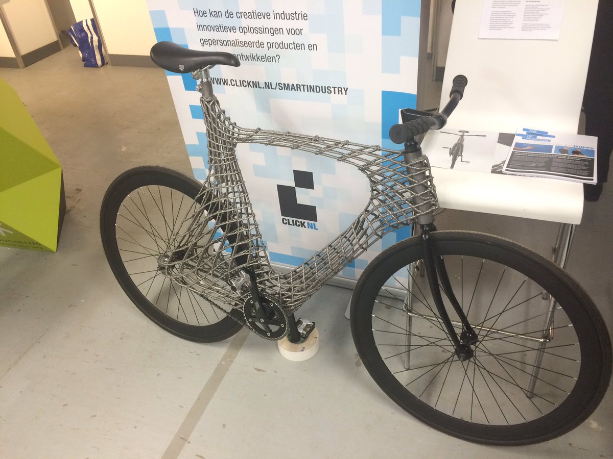 SvtE's tweet image. Supergave 3D-geprinte fiets van @tudelft op #IE2016