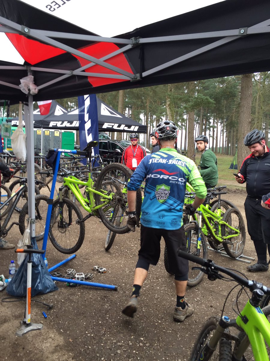 NickColey's tweet photo. The living legend Pete Stace-Smith getting the new @NorcoBicycles #Optic set up for staff to shred #ECBikefest2016 https://t.co/WCaLxZNzfO