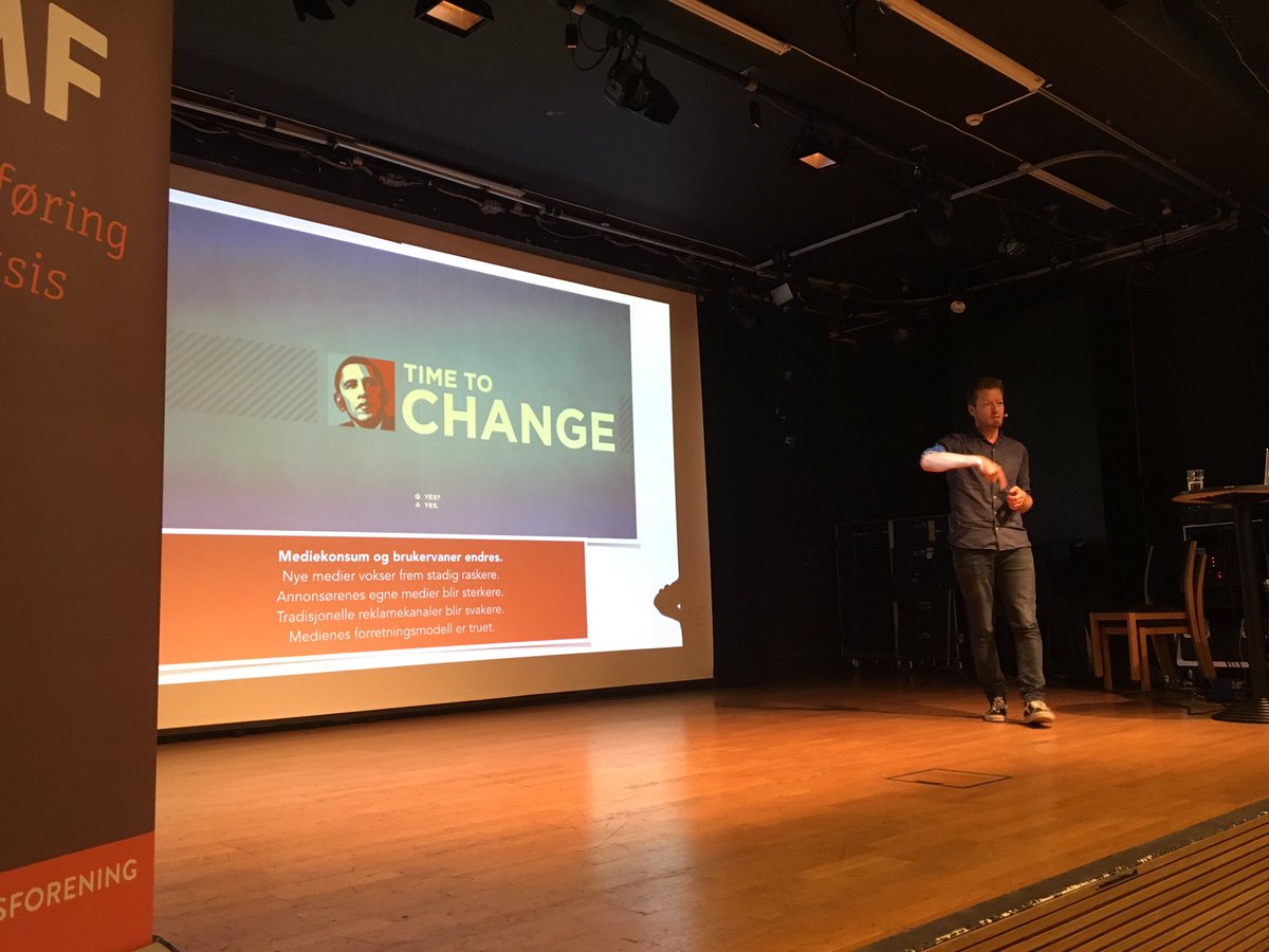 – Time to change. Yes? Yes. Sitat <a href="/pcarlsen/">Preben Carlsen</a> (og Obama) #mk16 #markedskonferansen