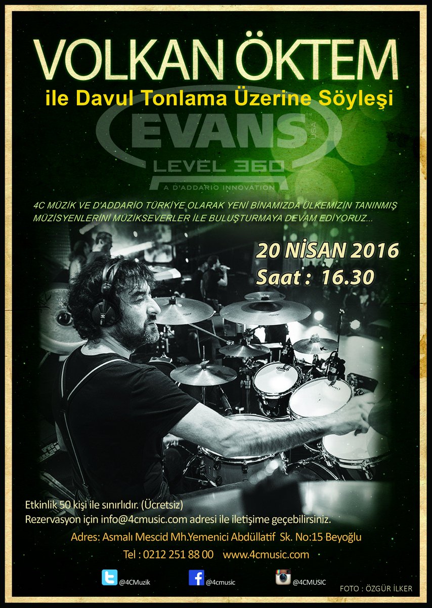 Davulu tonlarken yapılması gerekenler ve sorularınızın cevabı için <a href="/oktemvolkan/">volkan öktem</a> etkinliğine mağazamıza bekliyoruz.