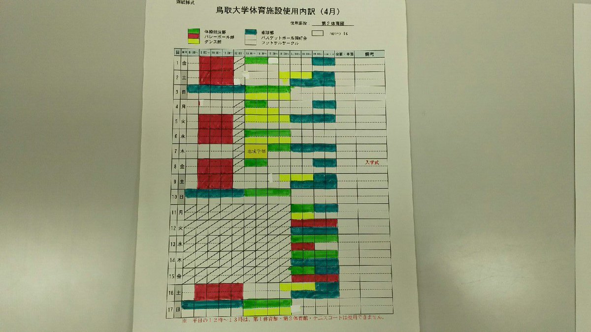 鳥取大学体育会卓球部 Sur Twitter 一応練習時間がわかるように時間割貼っておきます T Co 0hevaxpebj