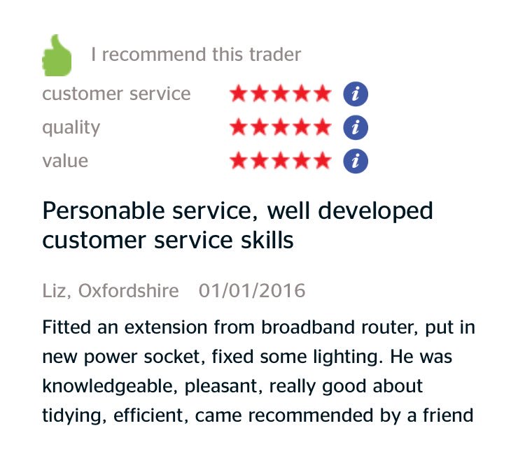 JBE_Electrical's tweet photo. 5* #Review #WhichTrader @WhichTraders https://t.co/G5Q6V7Ee2O