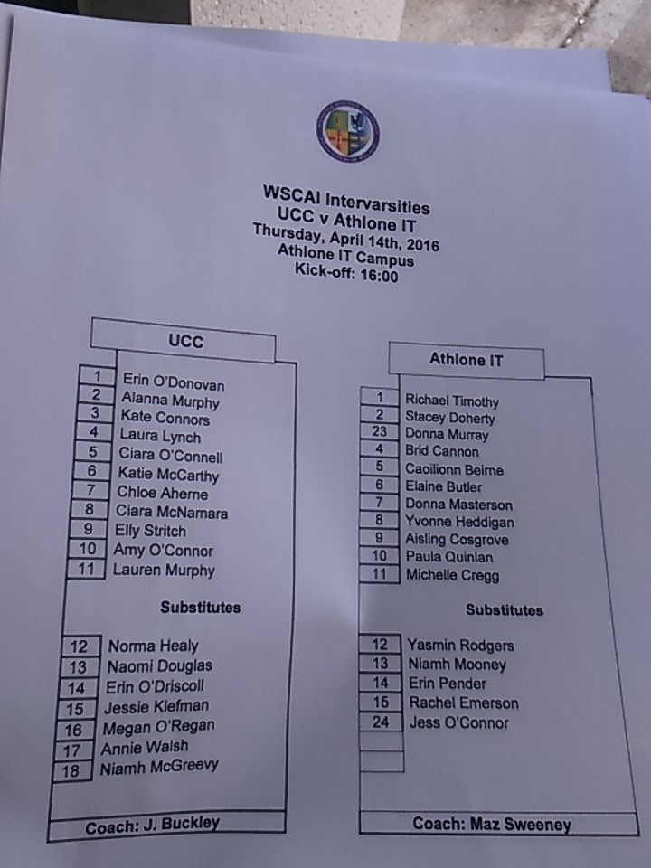 thirdlevelfootb's tweet photo. Team news @UCCWomensSoccer v @AITSoccerClub #WSCAI https://t.co/LXbaxvLmJn