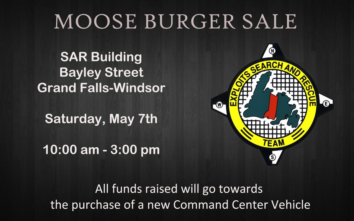 Moose Burger Sale - Saturday May 7th, 10 - 3