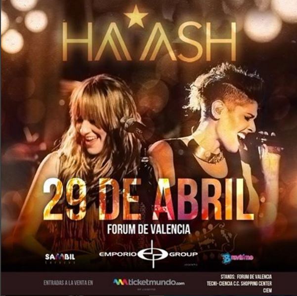 webnotitarde's tweet photo. #HAASH visita Valencia este 29/04 con su Tour Primera Fila. Entradas en https://t.co/92NozvUGRi https://t.co/Nq2ACK679e