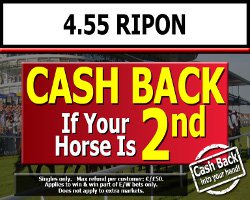 forbes_racing's tweet photo. #CASHBACK
#Ripon 4:55
Finish 2nd? Don't worry, we'll give you back your cash
T&amp;C's apply https://t.co/Yjo2Sq6LpH
