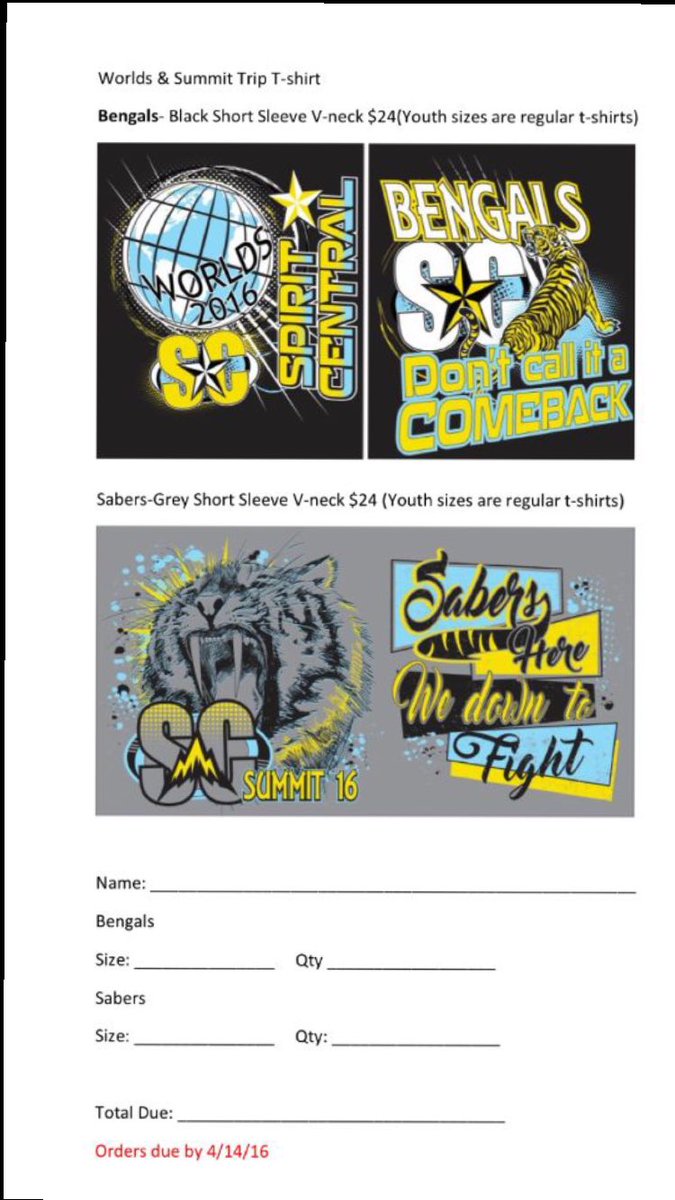 SpiritSabers's tweet photo. Bengals & Sabers Worlds and Summit T-shirt Designs #worlds16 #summit16 #scforever #spiritcentral https://t.co/yu70vhBwcI