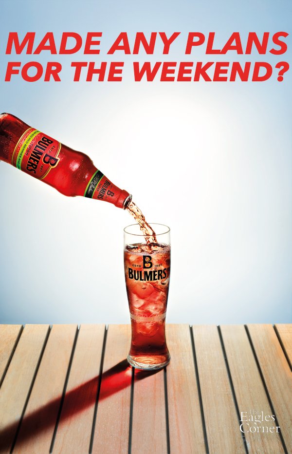 EaglesCornerPub's tweet photo. Not made any plans for the weekend? Come and have a think over a Bulmers. Only 2 for £6. https://t.co/Vp1eFbgMfE