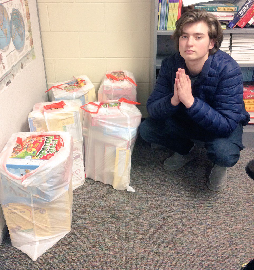 BillittierCW's tweet photo. When your AMAZING student, @dziobon, brings in 62 boxes of cereal! #VSW16 #grateful https://t.co/2pt7GN874j