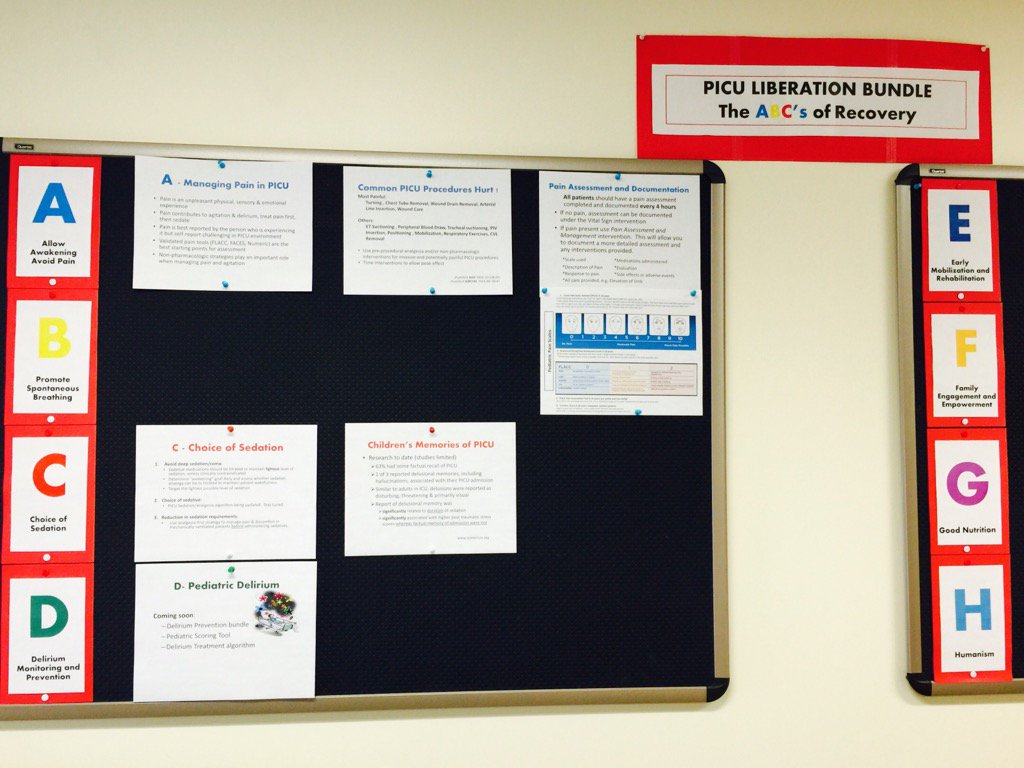 TavaresFil's tweet photo. Liberation Bundle in PICU..committed to improving outcomes using goal directed care #ABCsofRecovery @mch_childrens https://t.co/SQnXm98THS