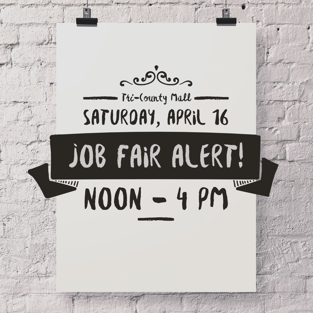 TriCountyMallOH's tweet photo. #JobHunting? Bring your resume to our #JobFair on 4/16, noon - 4 pm, lower level of Macy's wing. https://t.co/HGowZH1NCv